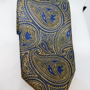 IVY CREW mans Tie Gold & Blue  3 1/4" DRESSY